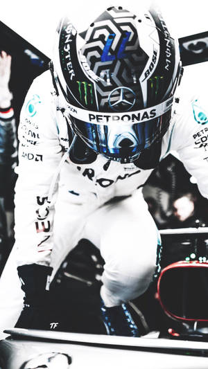 Valtteri Bottas In His White Racing Gear Wallpaper