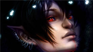 Vampire Elf With Piercing Red Eyes Wallpaper
