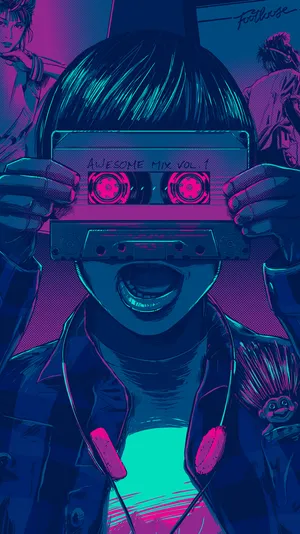 Vaporwave Cassette Tape Illustration Iphone Wallpaper