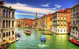 Venetian Canal Sunshine Glow Wallpaper