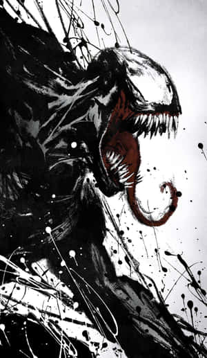 Venom Is Splattered With Paint On The Wall Wallpaper