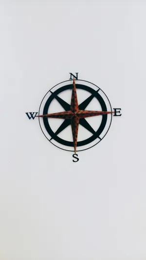 Vertical Red Compass Rose Wallpaper