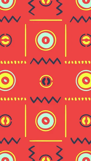 Vibrant Aztec Pattern Red Background Wallpaper