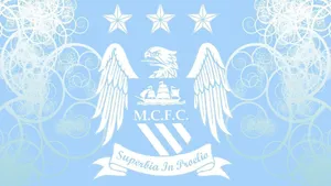 Vibrant Blue Aesthetic Of Manchester City Fc Logo Wallpaper