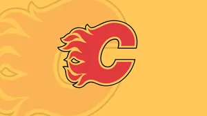Vibrant Calgary Flames Logo In Intense Yellow And Red Wallpaper
