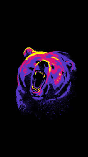 Vibrant Grizzly Roar Artwork Wallpaper