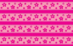 Vibrant Hot Pink Flower Amidst Lines Pattern Wallpaper