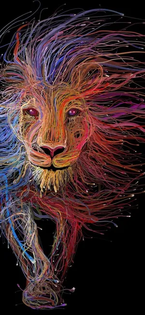 Vibrant Lines Lion Iphone Wallpaper