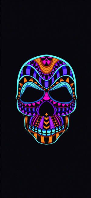 Vibrant Neon Skull On Oled Display Wallpaper