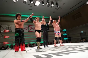 Victorious Wrestlers Celebrating In Ring Wallpaper