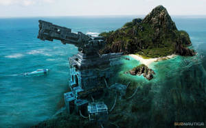 View Of A Majestic Island In An Unknown Ocean, Subnautica. Wallpaper