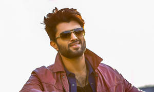 Vijay Devarakonda Red Leather Jacket Wallpaper