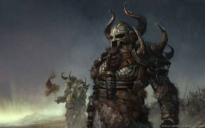 Viking Warriors In Armor Ready For Battle Wallpaper