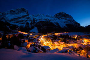 Village Winter Landscape Wallpaper