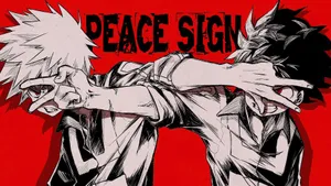 Villain Deku And Katsuki Peace Sign Wallpaper