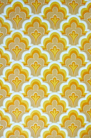 Vintage 60s Geometric Pattern In Yellow Wallpaper