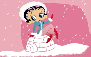Vintage Cartoon Character Winter Fun Wallpaper