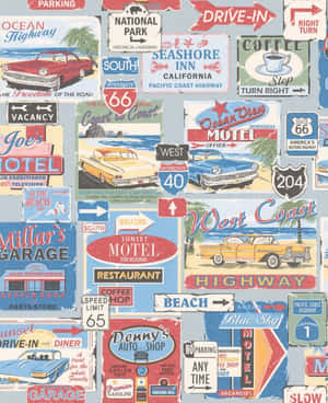 Vintage Delight: Retro Diner Scene Wallpaper