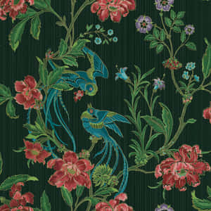 Vintage Floral Bird Pattern1920s Wallpaper