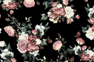 Vintage Flower On Black Background Wallpaper