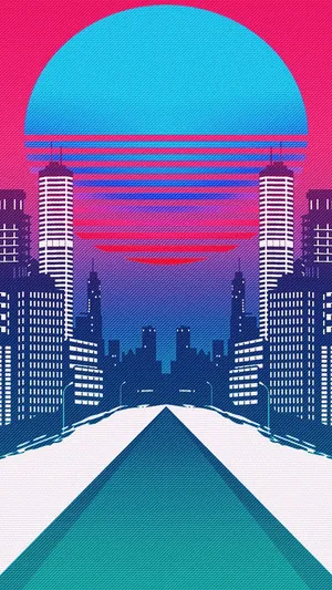 Vintage Iphone Retro Wave Tall Buildings Wallpaper