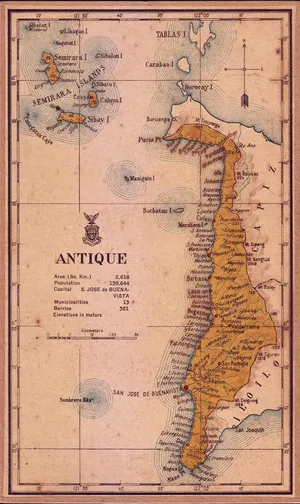 Vintage Mapof Antique Province Philippines Wallpaper