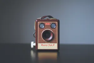 Vintage Minimalist Brown Camera Wallpaper