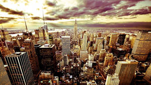 Vintage New York Skyline American City Wallpaper
