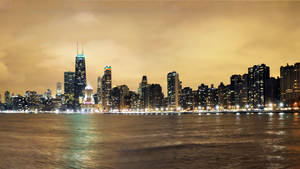 Vintage North Avenue Beach Chicago Skyline Wallpaper