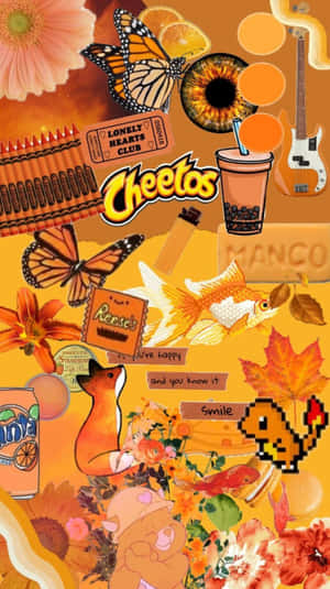 Vintage Orange Aesthetic Collage Wallpaper