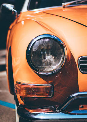 Vintage Orange Car Headlight Phone Wallpaper