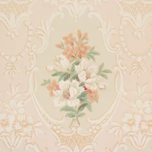 Vintage Peach Floral Pattern Wallpaper