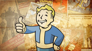 Vintage Style Fallout 4 Posters Featuring Vault Boy Wallpaper