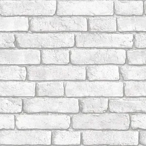 Vintage Textured White Brick Wall Wallpaper