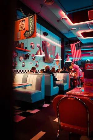 Vintage Vibrancy - A Retro Diner Experience Wallpaper