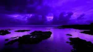 Violet Aesthetic Beach Night Sky Wallpaper