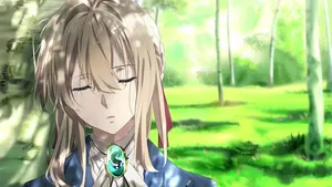 Vivacious Violet Evergarden Taking A Peaceful Nap Wallpaper