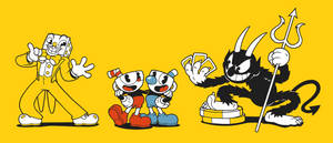 Vivid Cuphead Poster In Yellow Wallpaper