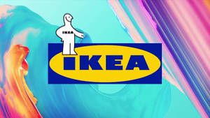 Vivid Ikea Logo On A White Background Wallpaper