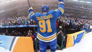 Vladimir Tarasenko Facing The Cheering Audience With Arms In The Air Wallpaper