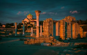 Volubilis Sunset Glow Ruins Wallpaper