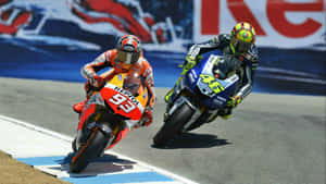 Vr46 Racing Against Marc Márquez Wallpaper