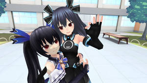 Vrchat Friends Uni And Noire In A Virtual World Wallpaper
