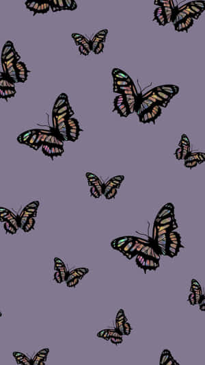 Vsco Butterflies In Purple Aesthetic Wallpaper