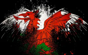 Wales National Football Team Dragon Splatter Paint Wallpaper
