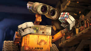 Wall E Holding Rubiks Cube Wallpaper