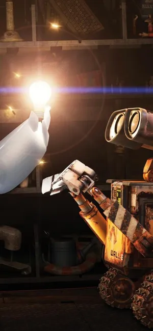 Wall E Iphone Looking At Light Bulb Wallpaper