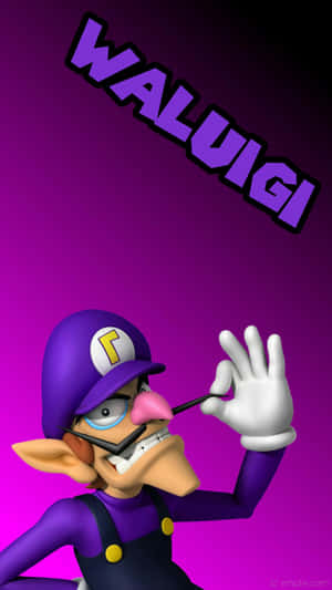 Waluigi Strikes A Pose In Action-packed Wallpaper Wallpaper