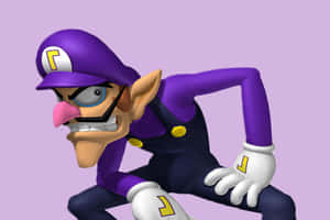 Waluigi Strikes A Pose In Vibrant Background Wallpaper