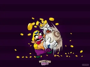 Wario Strikes A Pose Against A Purple Background Wallpaper